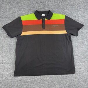 Vintage Burger King Polo Shirt Mens 2XL Black Striped Uniform Work Employee